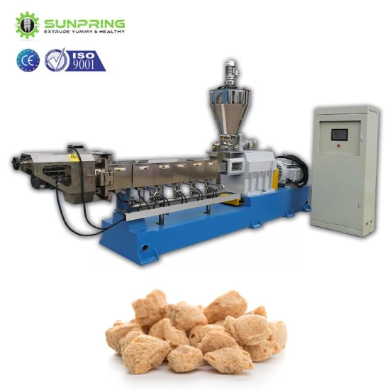 Pezzi di soia automatici TVP strutturato ad alta umidità Proteine ​​vegetali di soia Nugget Carne Estrusore analogico Elaborazione di produzione Sistema di linea di estrusione che fa macchina